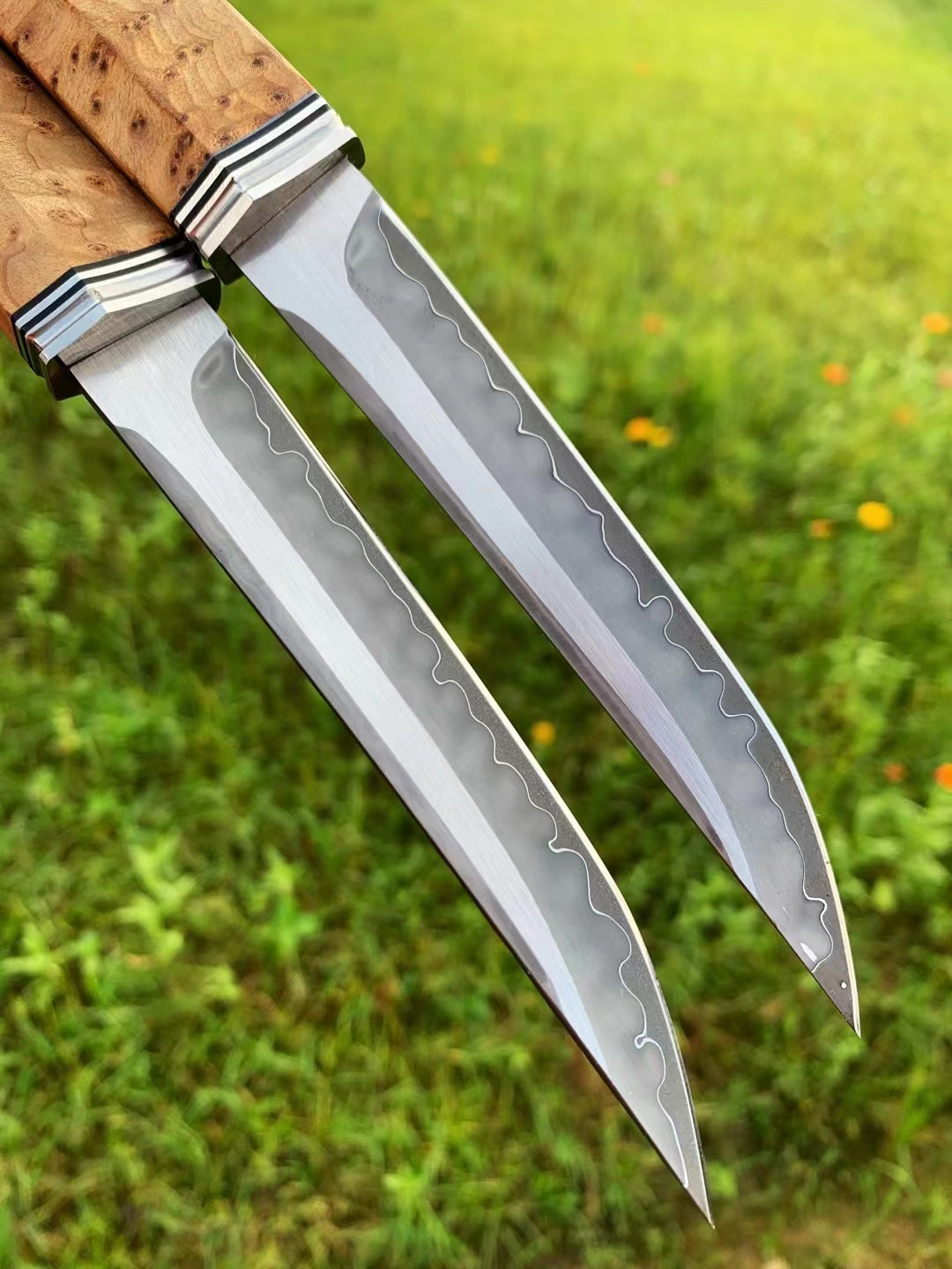 Rolling Hills Damascus Steel Fixed Blade Tanto