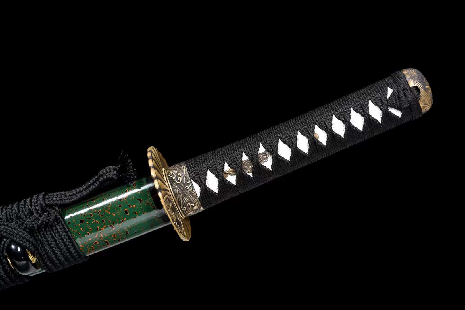 The Midori Uroko Handmade Katana Wakizashi Clay Tempered T10 Steel