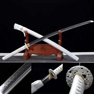 The Shirubadoragon Handmade Katana Clay Tempered T10 Steel