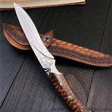 The Snake Spirit Damascus steel fixed blade 22CM-Romance of Men