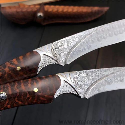 The Snake Spirit Damascus steel fixed blade 22CM-Romance of Men