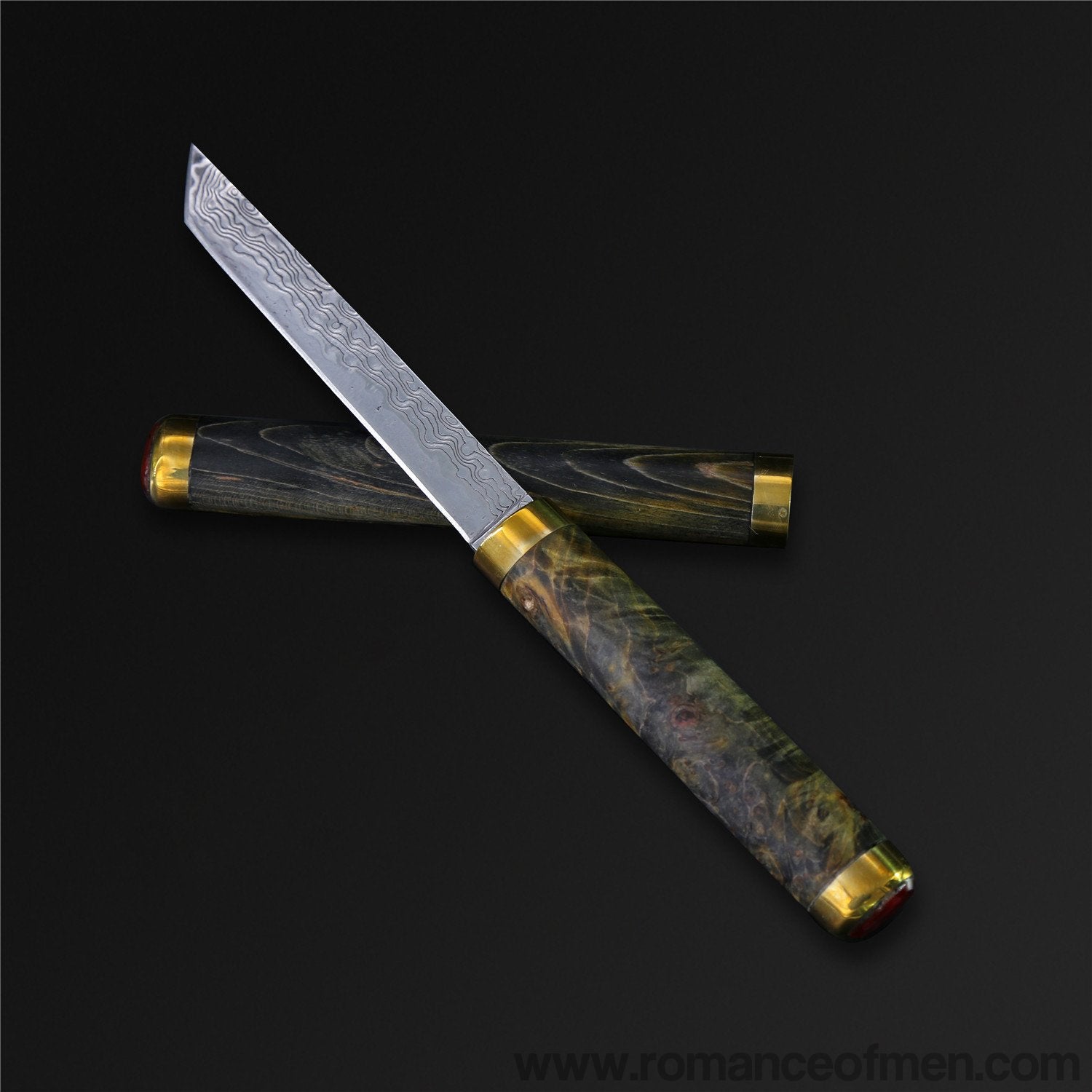 The Magic Pen Damascus Steel Fixed Blade-Romance of Men