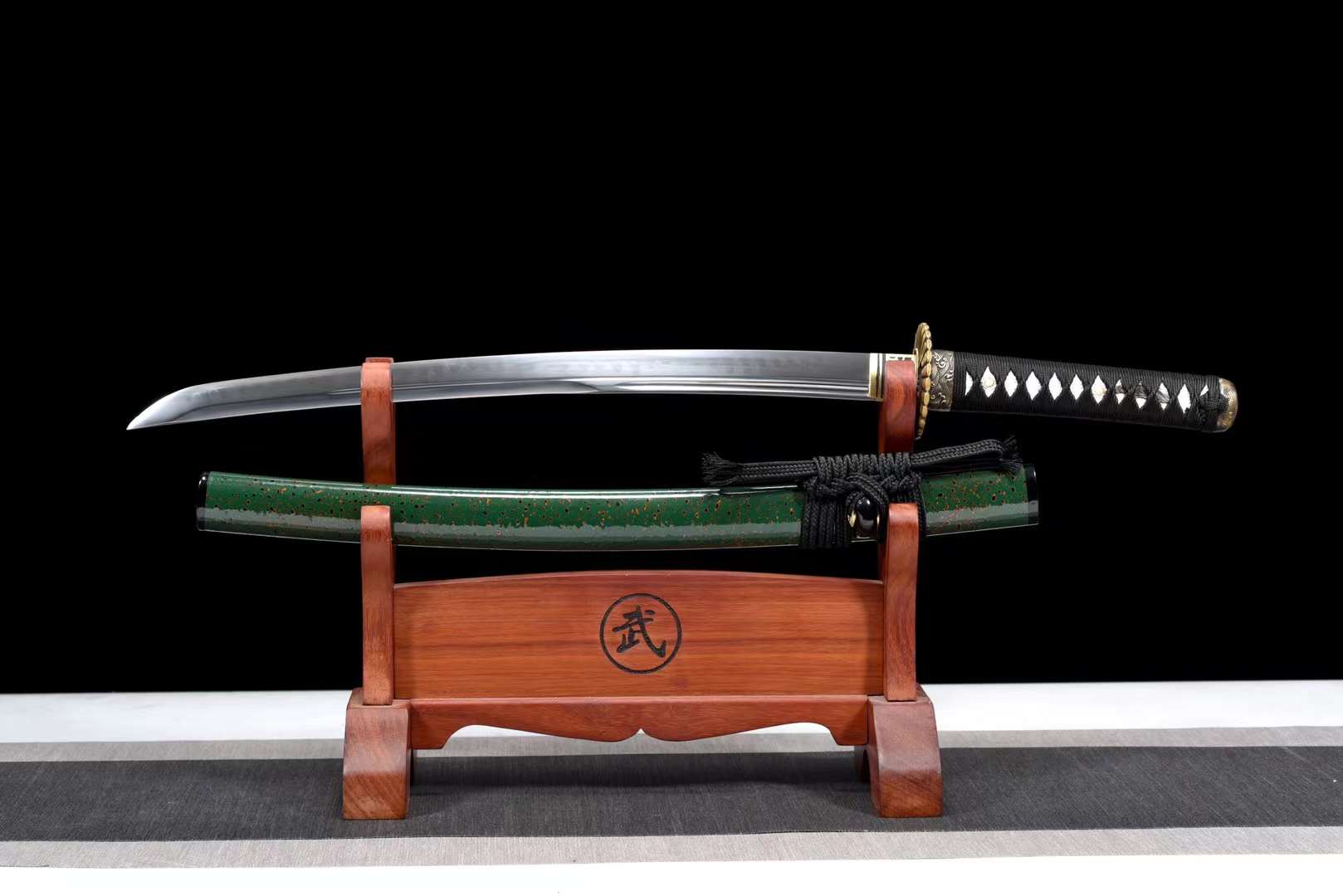 The Midori Uroko Handmade Katana Wakizashi Clay Tempered T10 Steel