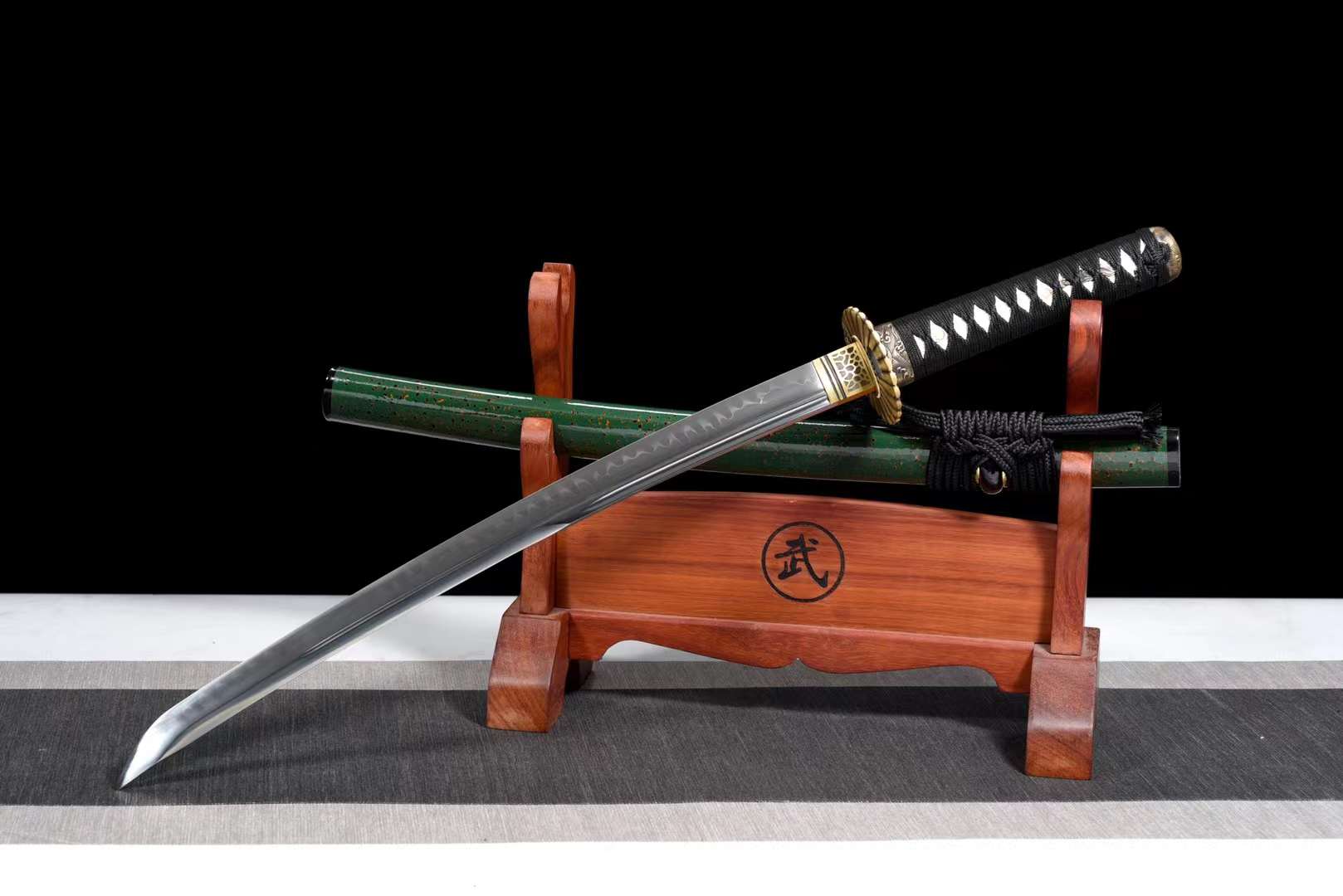The Midori Uroko Handmade Katana Wakizashi Clay Tempered T10 Steel