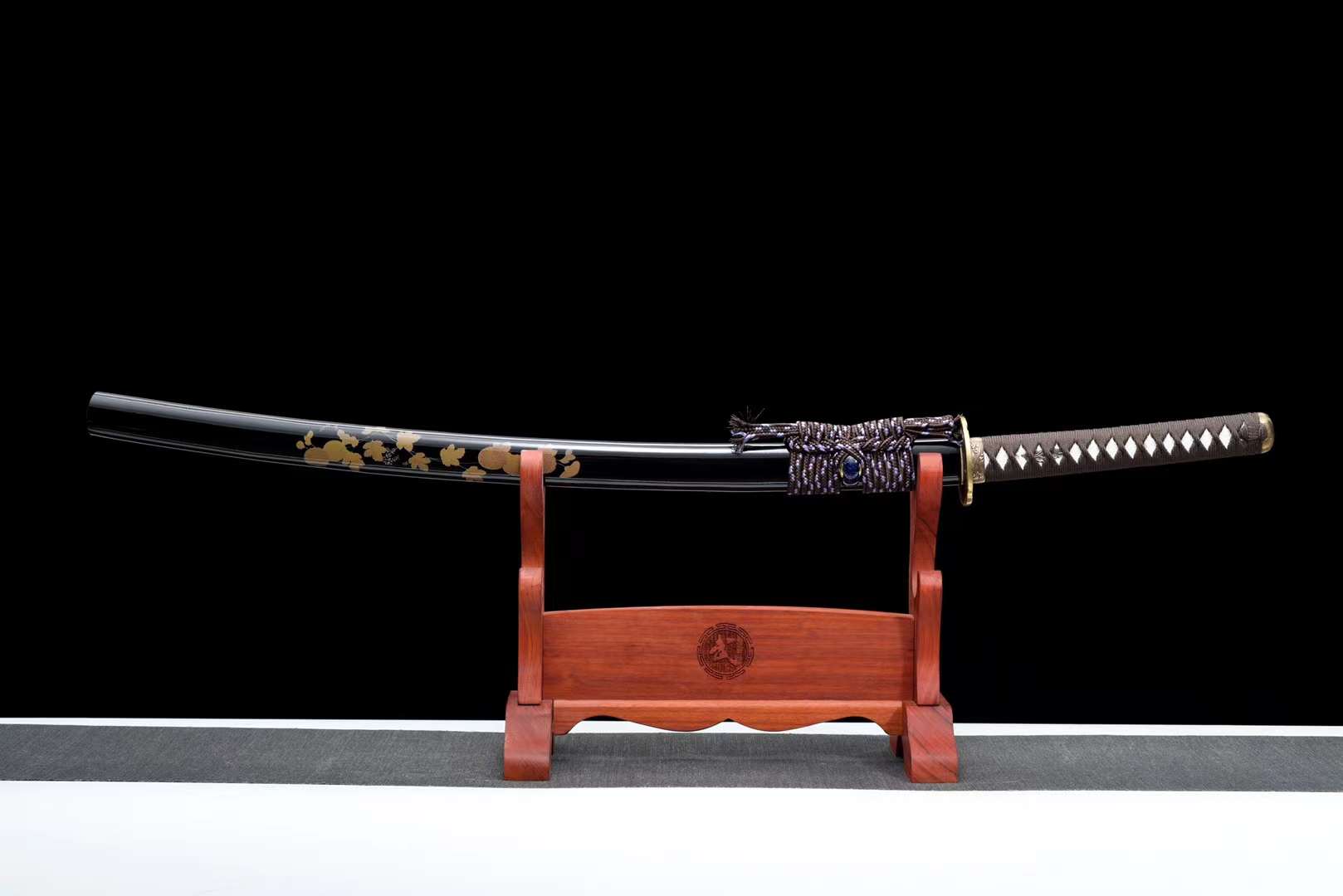 The Takusan Kiku Handmade Katana Clay Tempered T10 Steel