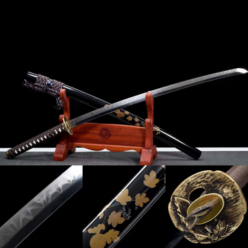 The Takusan Kiku Handmade Katana Clay Tempered T10 Steel