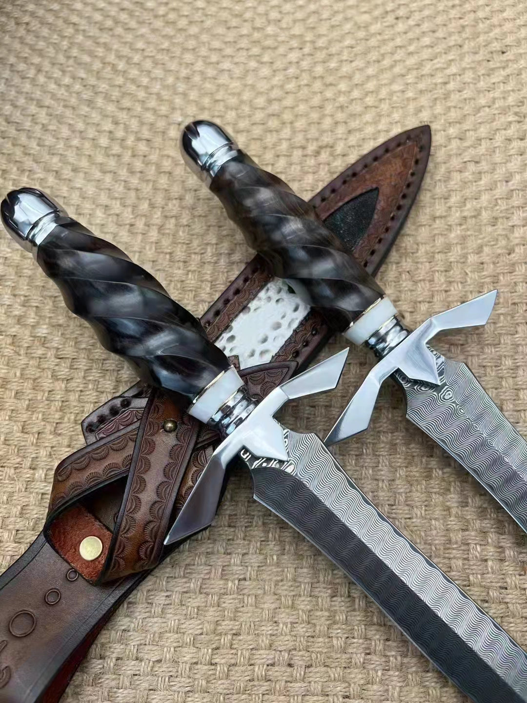The Cross Damascus Steel Fixed Blade
