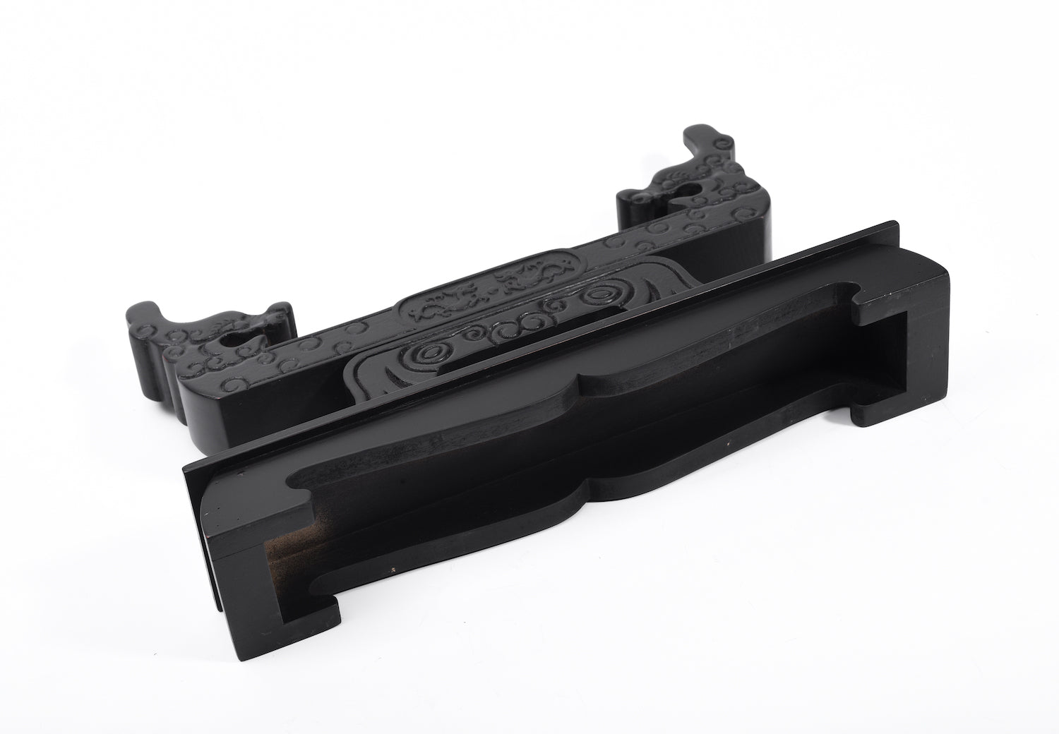 Black Double Dragon Solid Wood Single Tier Katana Stand