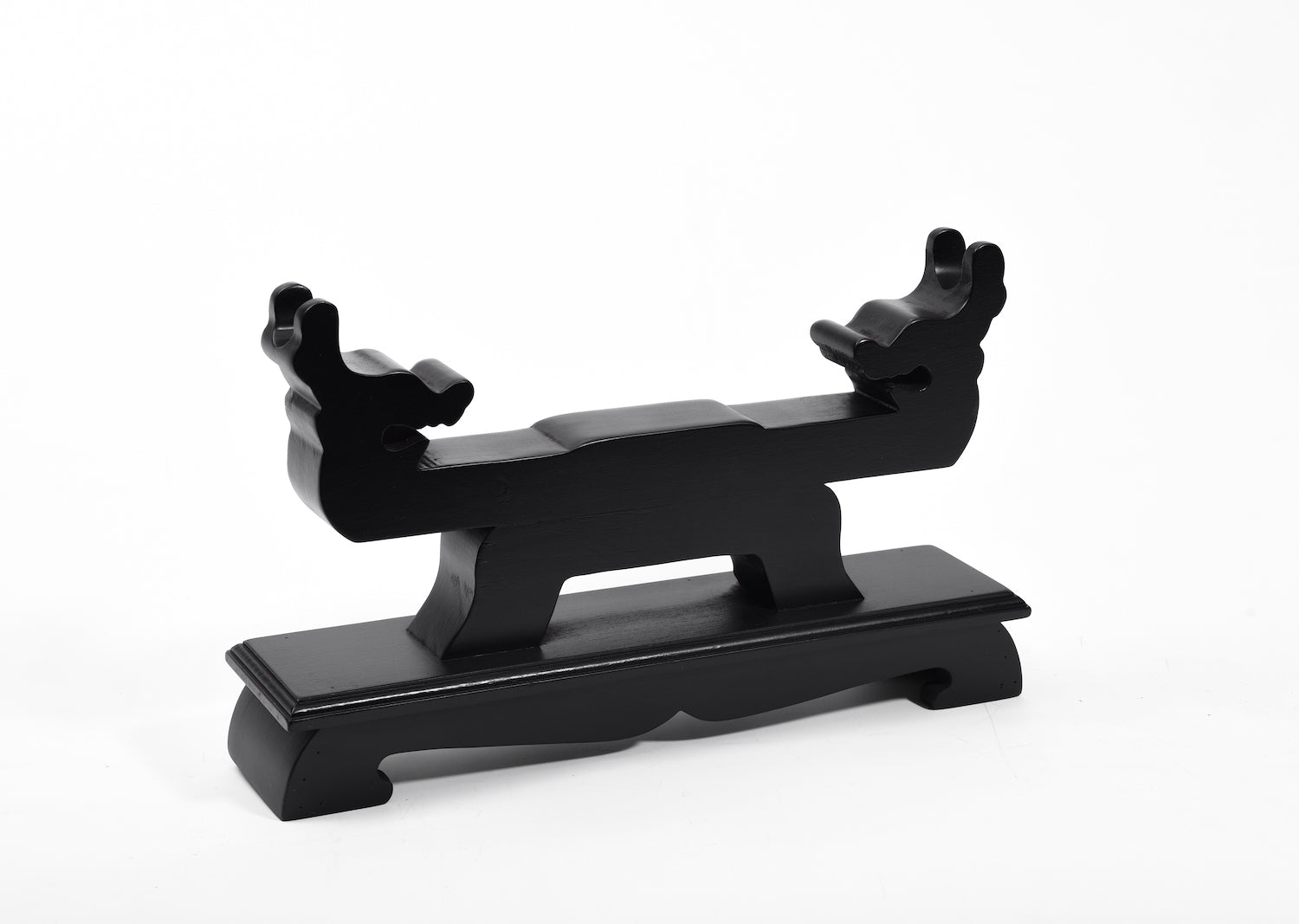Black Double Dragon Solid Wood Single Tier Katana Stand