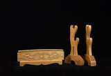 Brown Double Kirin Solid Wood 2 Tier Katana Stand