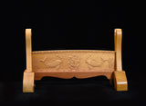 Brown Double Koi Solid Wood Single Tier Katana Stand
