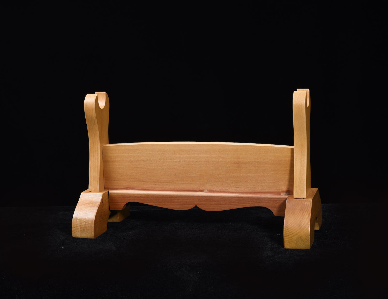 Brown Double Koi Solid Wood Single Tier Katana Stand