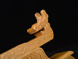 Brown Double Dragon Solid Wood Single Tier Katana Stand