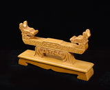 Brown Double Dragon Solid Wood Single Tier Katana Stand