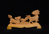 Brown Climbing Kirin Solid Wood Single Tier Katana Stand