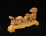 Brown Climbing Kirin Solid Wood Single Tier Katana Stand