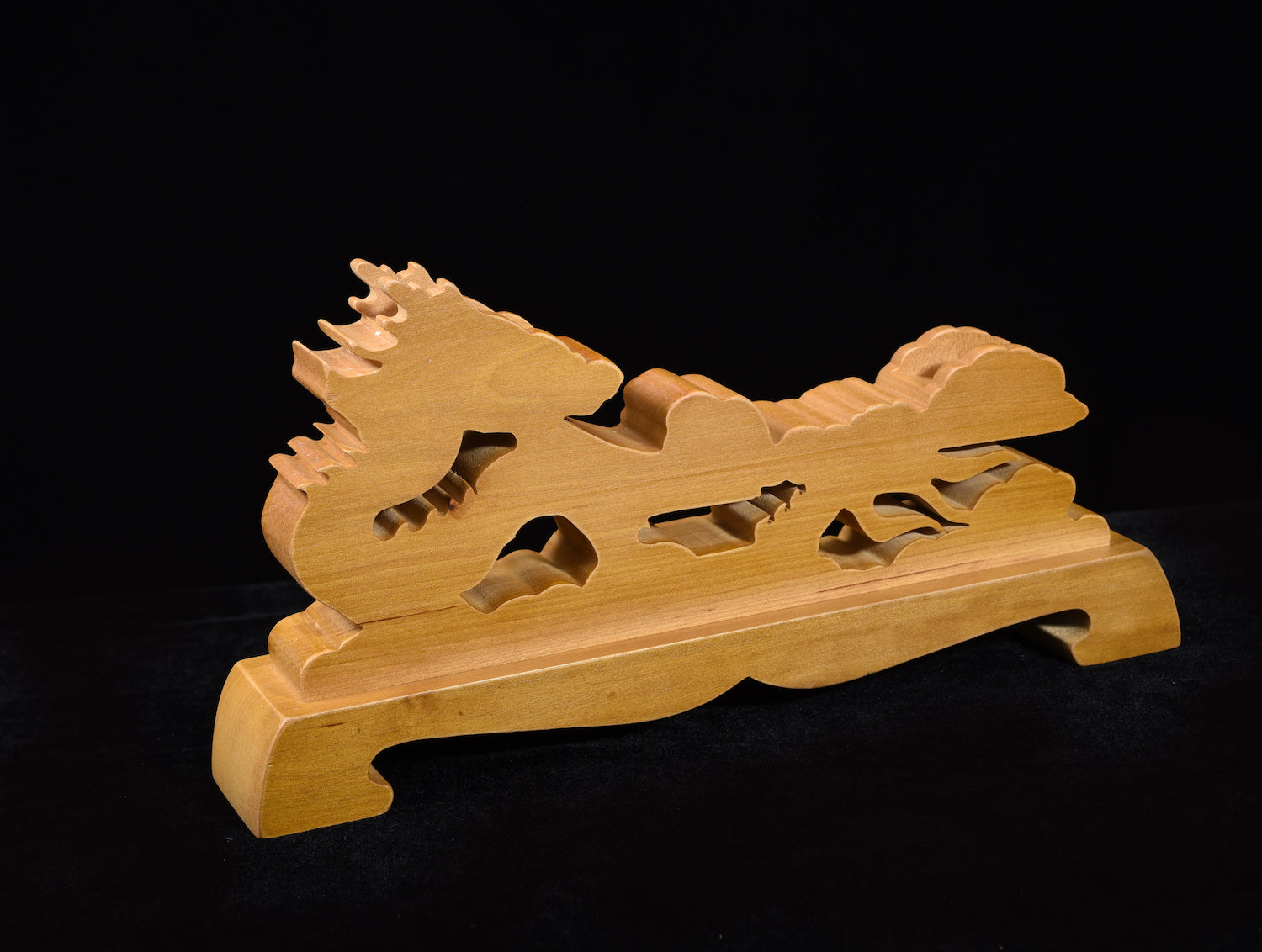 Brown Air Dragon Solid Wood Single Tier Katana Stand