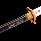 The Rengoku Kyojuro Handmade Katana Pattern Steel From Demon Slayer