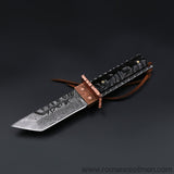 The Prajna Warrior Damascus steel pocket knife