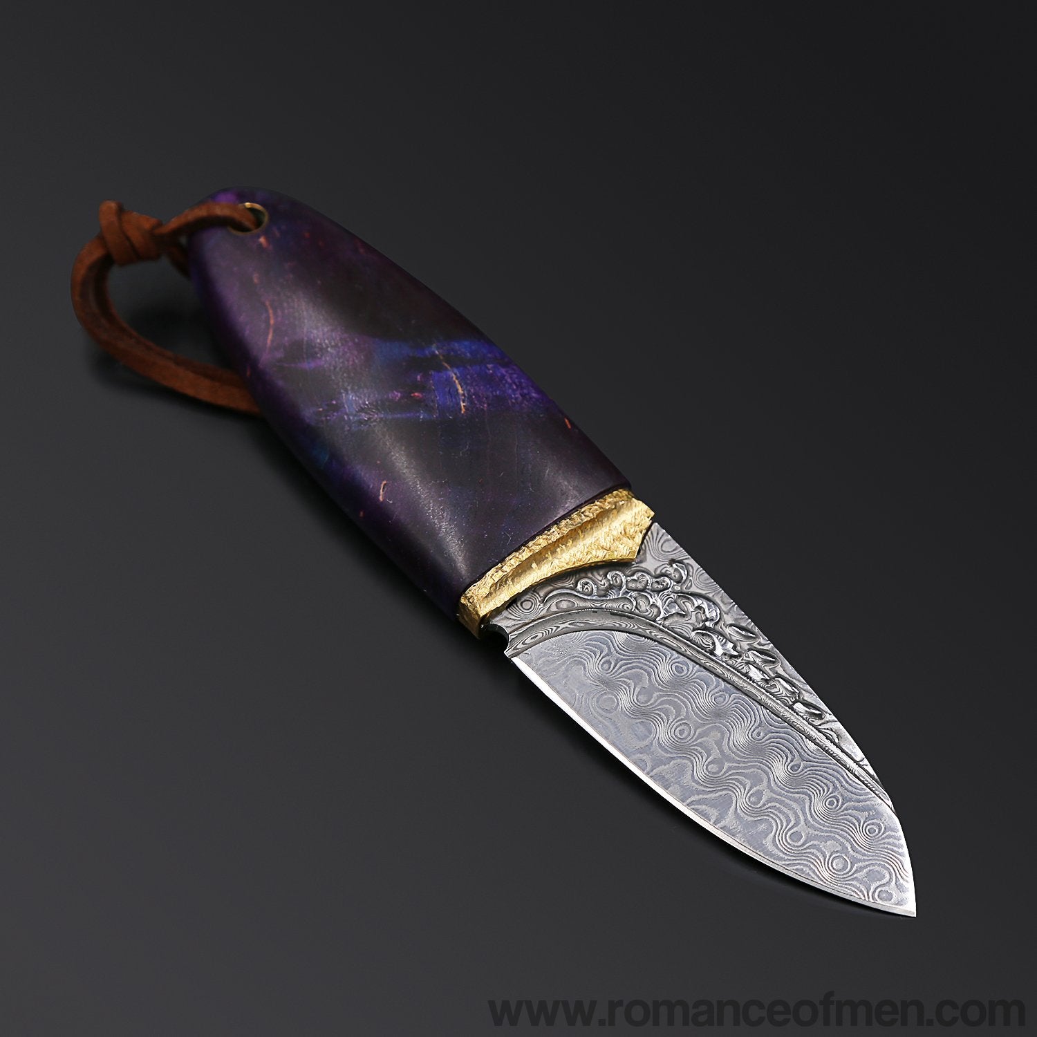 The phantom Olive Damascus steel pocket knife-Romance of Men