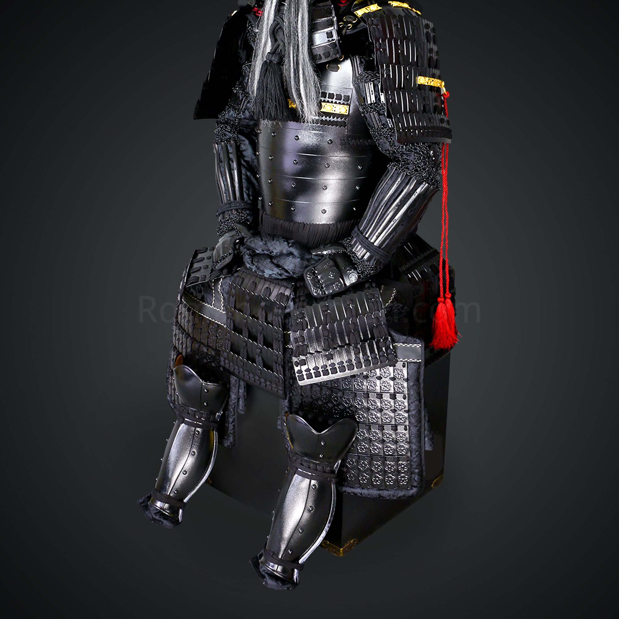 Tsukahara Bokuden All Black Samurai Armor Tosei Gusoku Style Demon Maedate with long horn