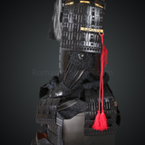 Tsukahara Bokuden All Black Samurai Armor Tosei Gusoku Style Demon Maedate with long horn