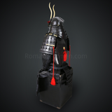 Tsukahara Bokuden All Black Samurai Armor Tosei Gusoku Style Demon Maedate with long horn