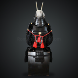 Tsukahara Bokuden All Black Samurai Armor Tosei Gusoku Style Demon Maedate with long horn