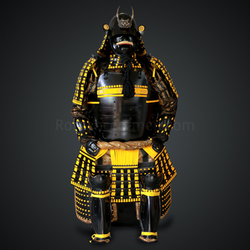 Yamamoto Kansuke Yellow & Black Samurai Armor Tosei Gusoku Style Demon Maedate Black Armor Yellow Cords