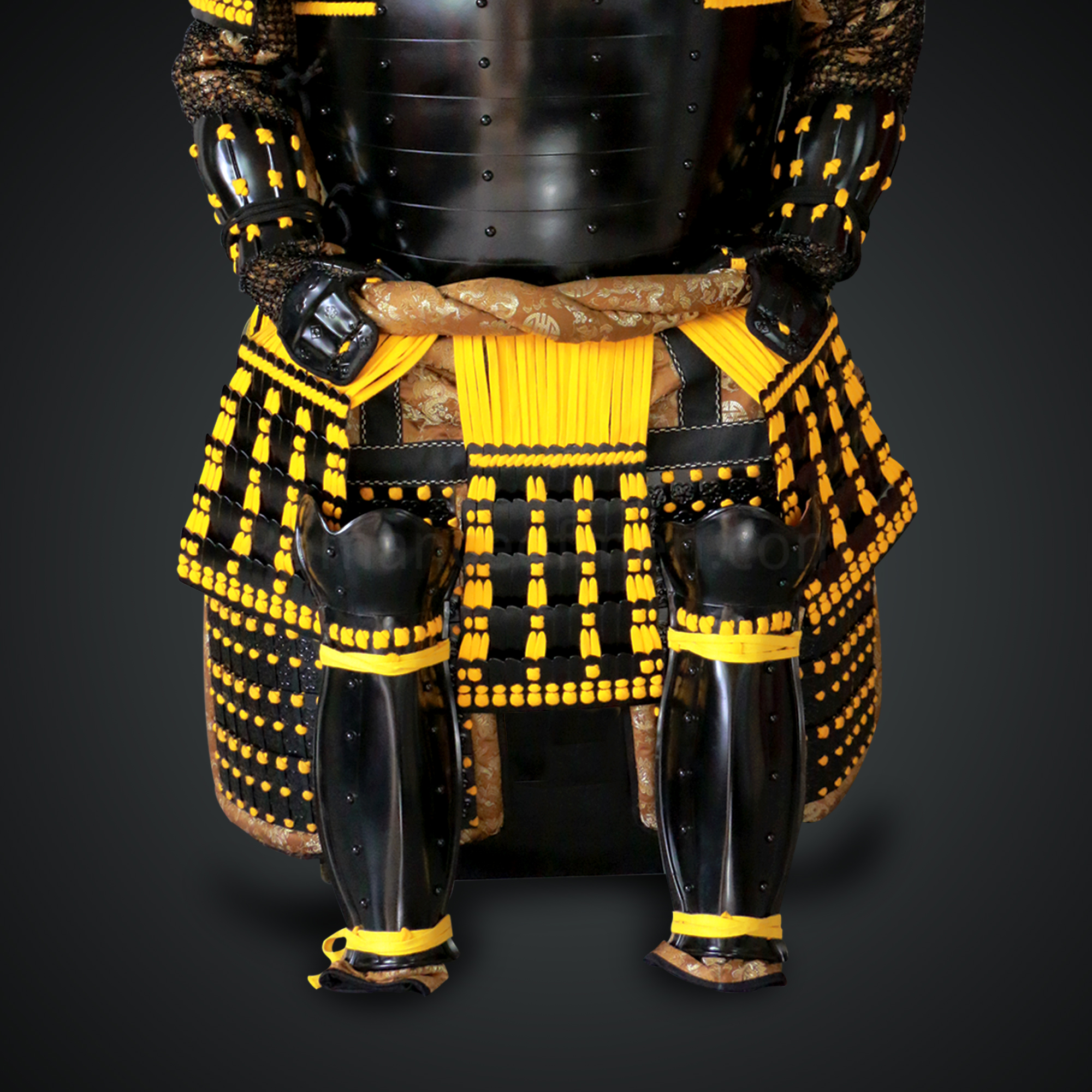 Yamamoto Kansuke Yellow & Black Samurai Armor Tosei Gusoku Style Demon Maedate Black Armor Yellow Cords