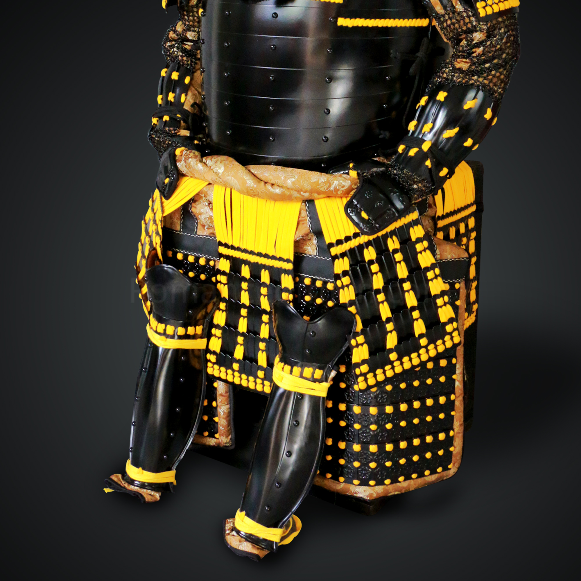 Yamamoto Kansuke Yellow & Black Samurai Armor Tosei Gusoku Style Demon Maedate Black Armor Yellow Cords