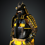 Yamamoto Kansuke Yellow & Black Samurai Armor Tosei Gusoku Style Demon Maedate Black Armor Yellow Cords