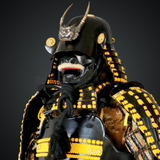 Yamamoto Kansuke Yellow & Black Samurai Armor Tosei Gusoku Style Demon Maedate Black Armor Yellow Cords