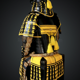 Yamamoto Kansuke Yellow & Black Samurai Armor Tosei Gusoku Style Demon Maedate Black Armor Yellow Cords