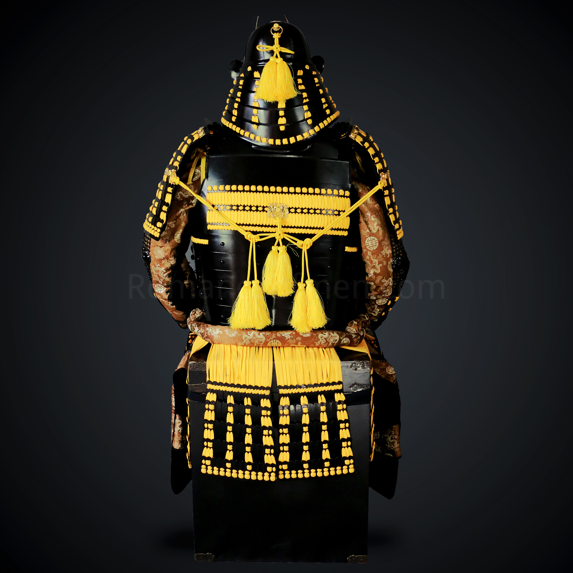 Yamamoto Kansuke Yellow & Black Samurai Armor Tosei Gusoku Style Demon Maedate Black Armor Yellow Cords