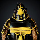 Yamamoto Kansuke Yellow & Black Samurai Armor Tosei Gusoku Style Demon Maedate Black Armor Yellow Cords