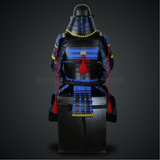 Nabeshima Naoshige Black & Blue Samurai Armor Tosei Gusoku Style Circle Maedate All Black Scales with Blue Cords