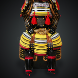 Hōjō Ujiyasu Black & Yellow Samurai armor Oyoroi style Kuwagata Maedate Black scales pairs with Yellow cords