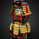 Hōjō Ujiyasu Black & Yellow Samurai armor Oyoroi style Kuwagata Maedate Black scales pairs with Yellow cords