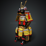 Hōjō Ujiyasu Black & Yellow Samurai armor Oyoroi style Kuwagata Maedate Black scales pairs with Yellow cords