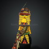 Mōri Motonari Yellow & Brown Samurai Armor Oyoroi Style Kamon Maedate Brown Scales With Yellow Cords