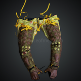 Mōri Motonari Yellow & Brown Samurai Armor Oyoroi Style Kamon Maedate Brown Scales With Yellow Cords