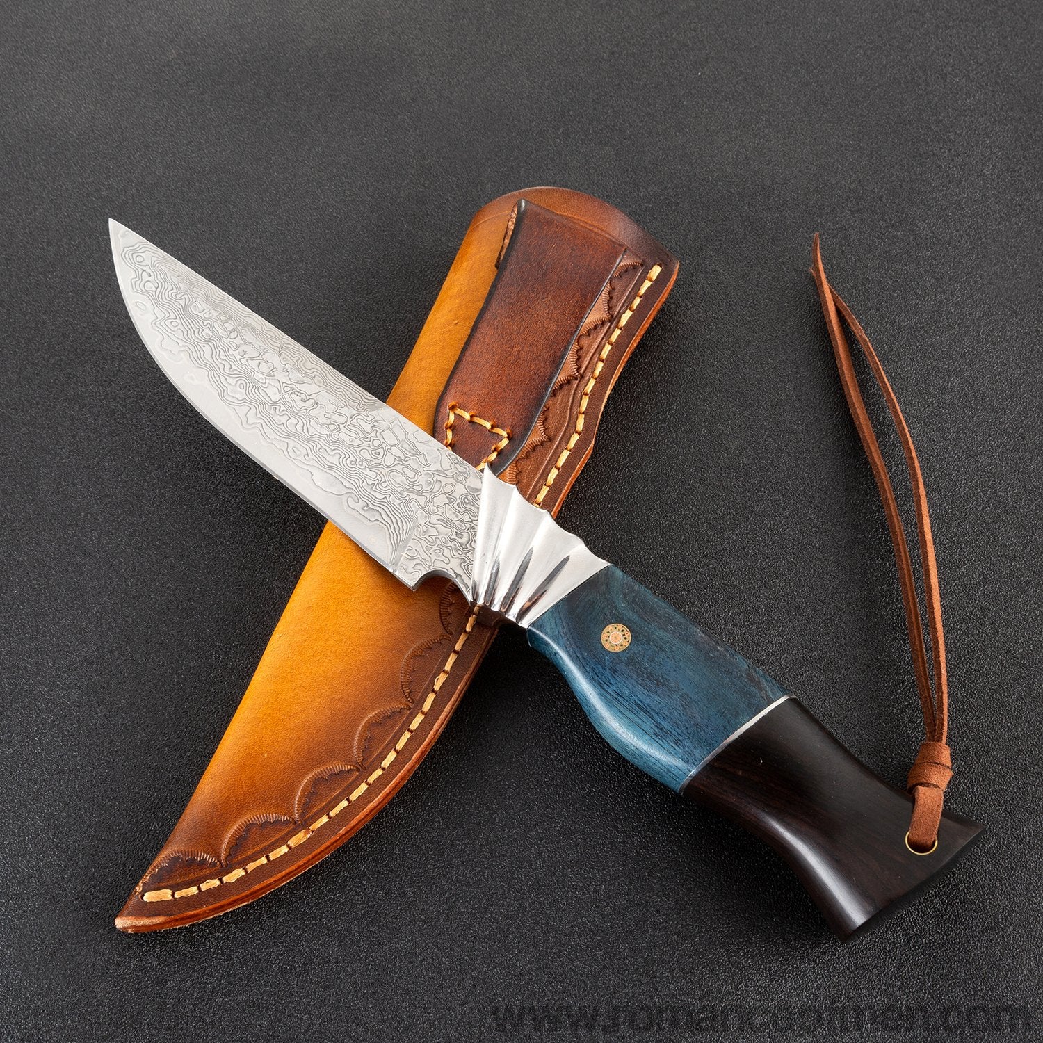 The finch damascus fixed blade knife 24CM-Romance of Men