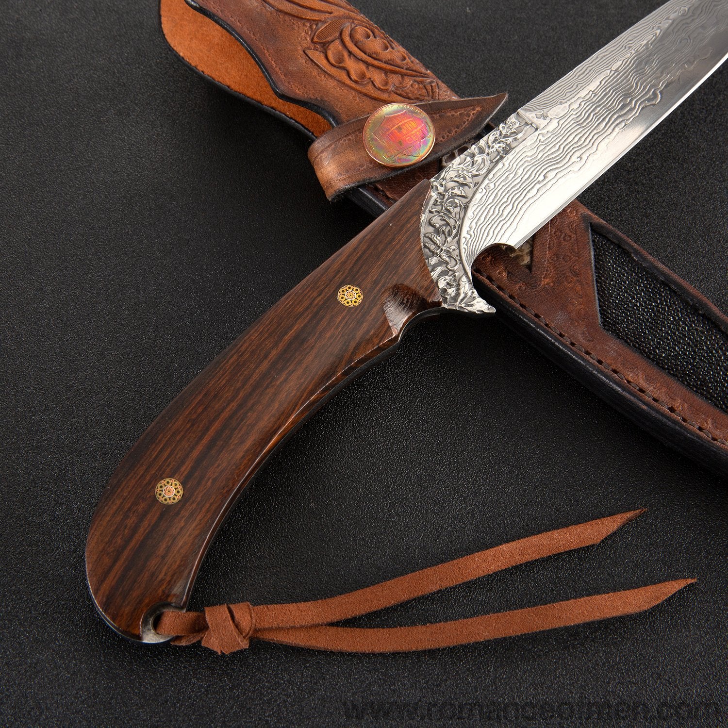 The wisdom damascus fixed blade knife 27CM-Romance of Men