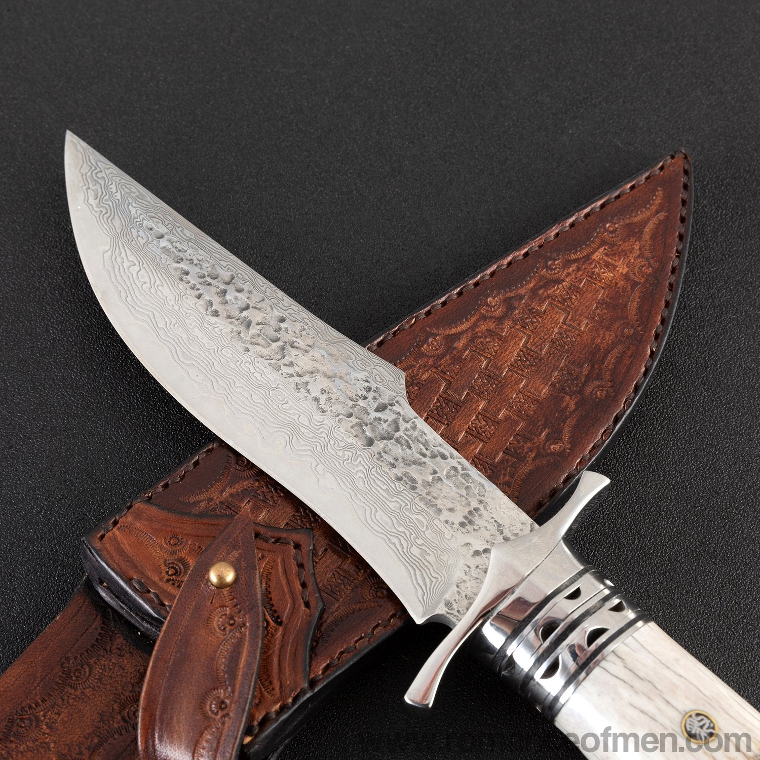 The bux damascus fixed blade knife 26CM-Romance of Men