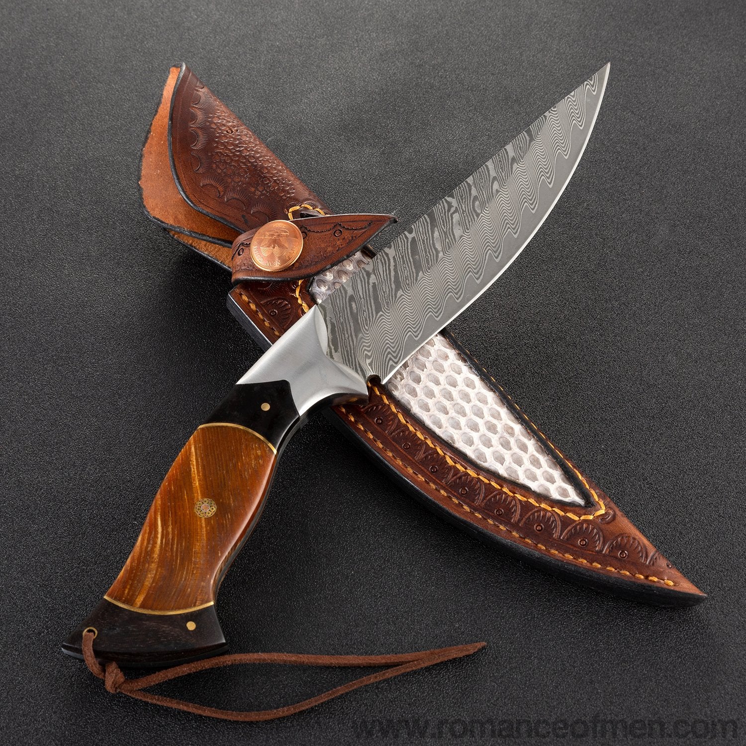 The erlang damascus fixed blade knife 26CM-Romance of Men