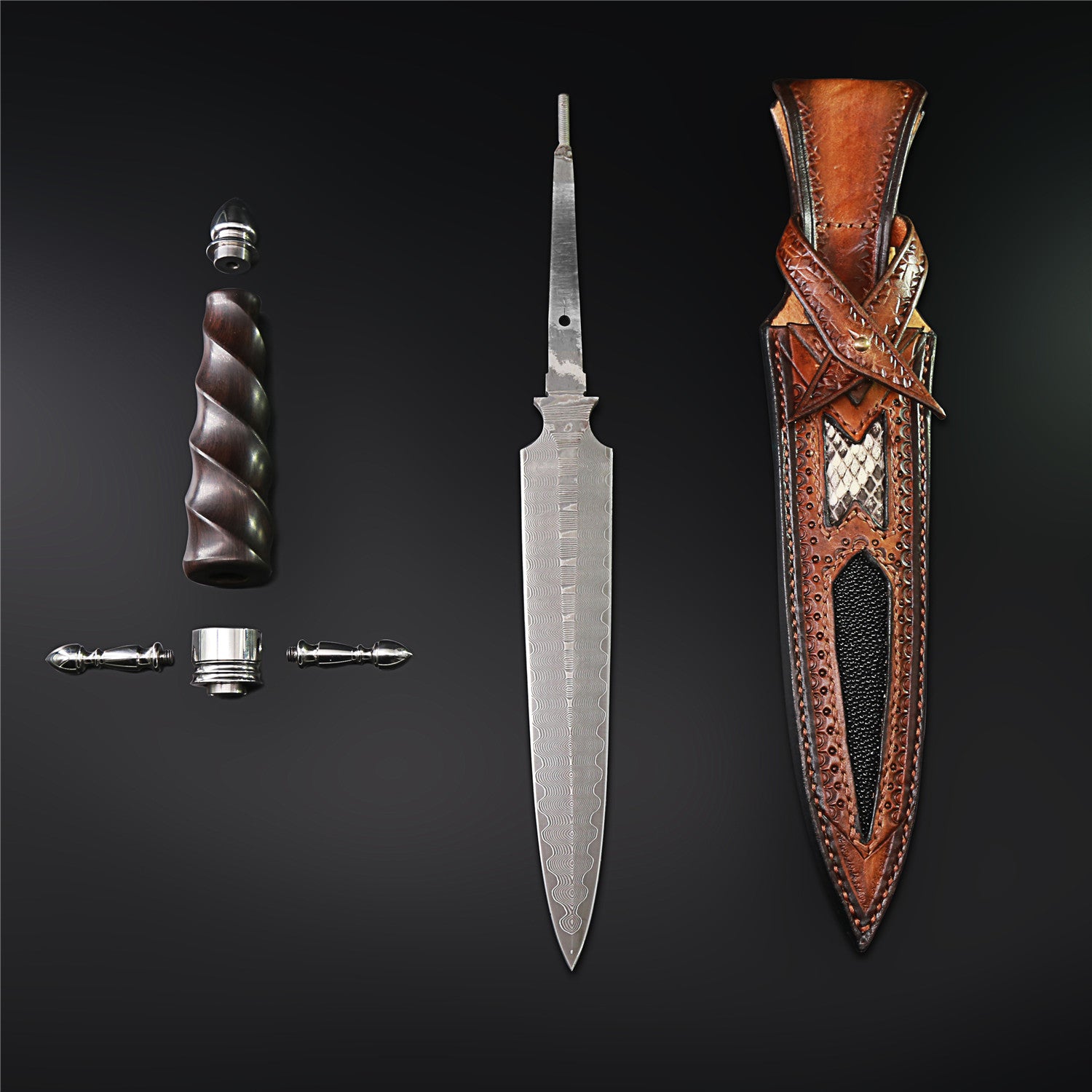 The Cross Damascus Steel Fixed Blade