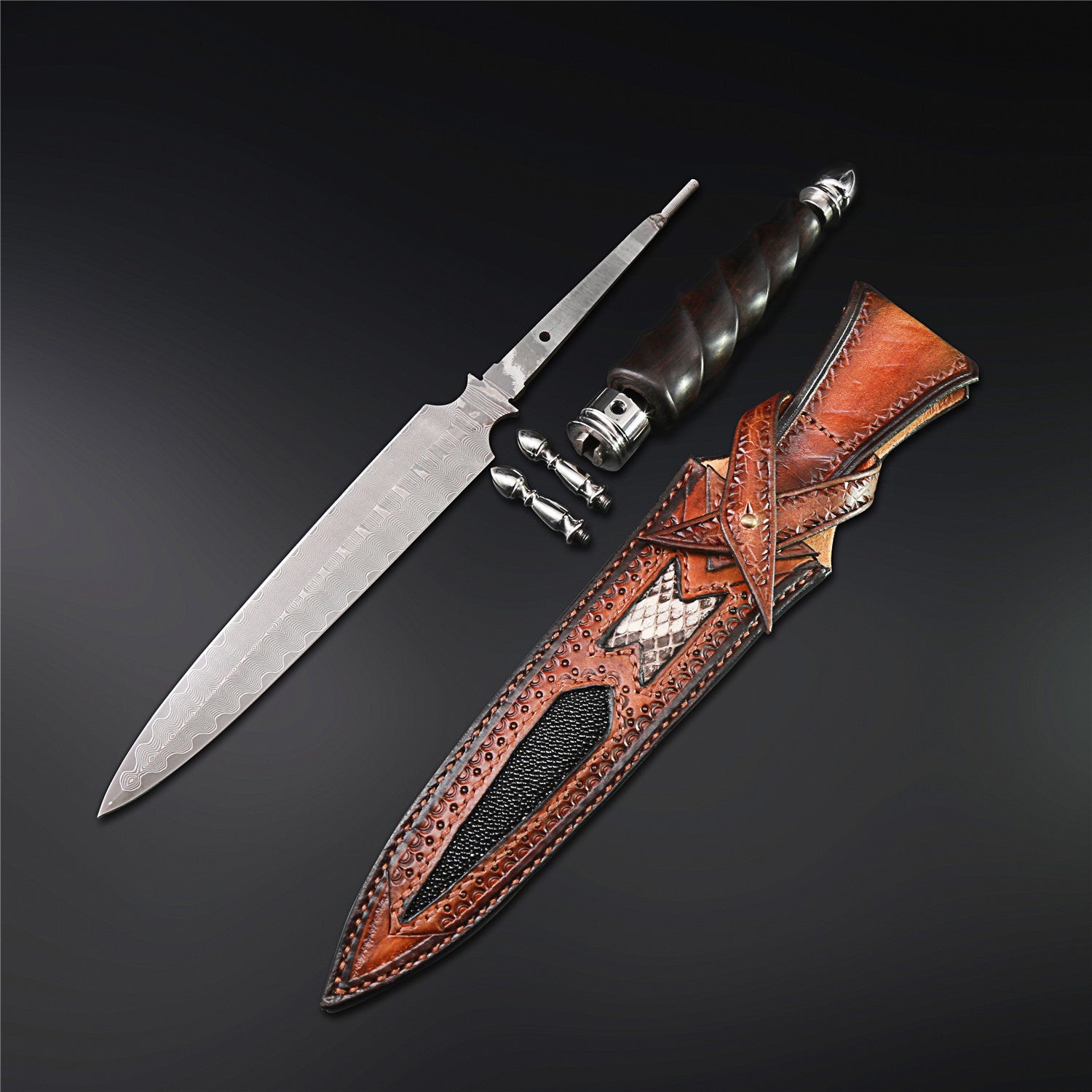 The Cross Damascus Steel Fixed Blade