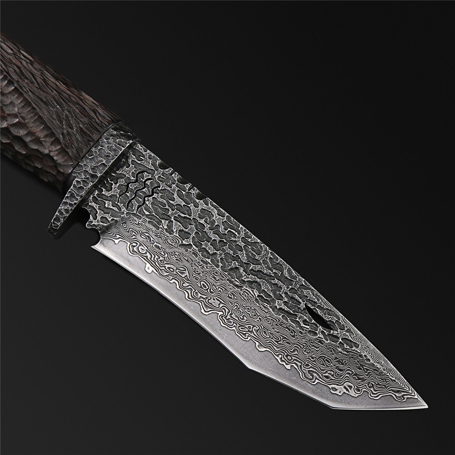 The Dark Warrior Damascus Steel Fixed Blade