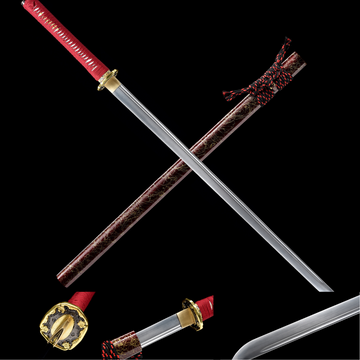 The Red Sakura Handmade Ninjato Manganese Steel-Romance of Men